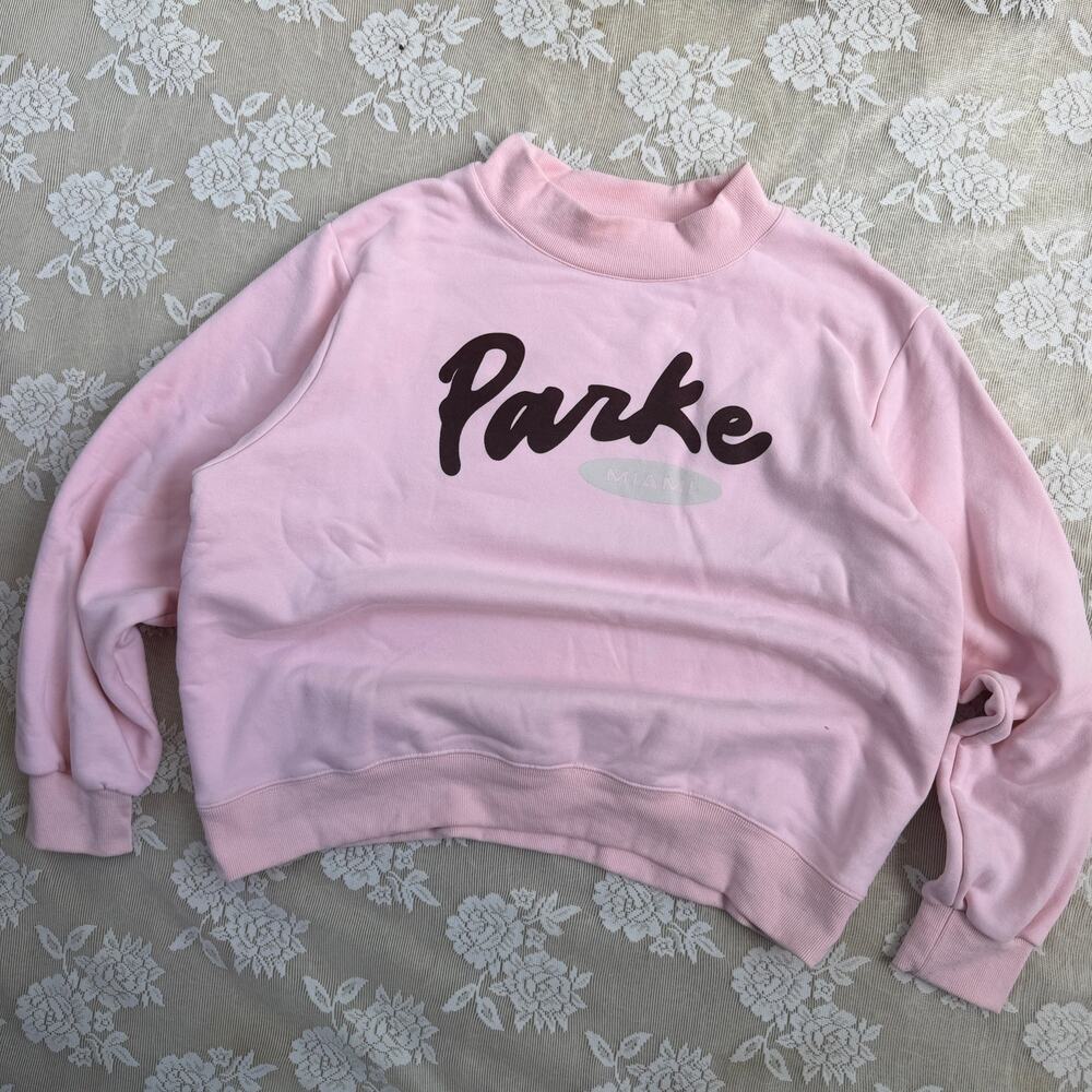 Parke Miami Pink Mock Neck Sweatshirt Size L/XL